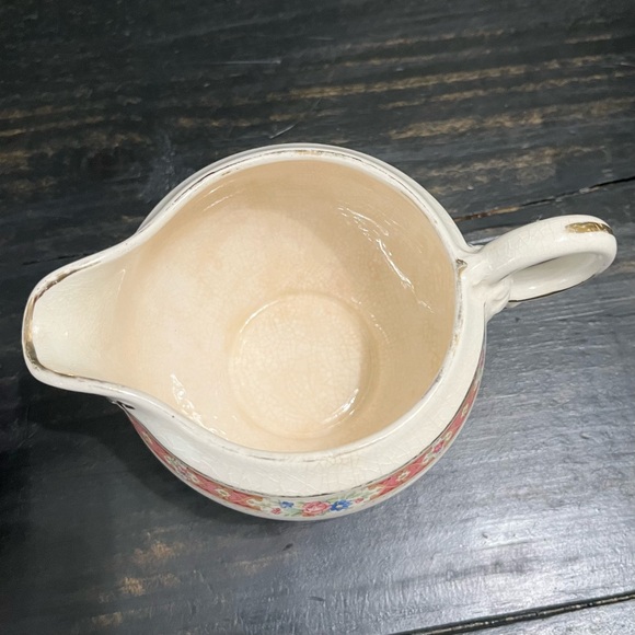 Antique Crown Potteries Co Creamer and Sugar Bowl Set  Pink Floral Design - Picture 10 of 16